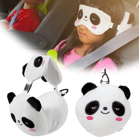 Kids 2 In 1 Travel Pillow With | Soft Plush Folding Pillow Set Cute Animal Design Lightweight & Portable For Airplane Car & Nap Time