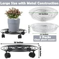 thumbnail image 4 of 5 Packs Large Metal Plant Caddy with Wheels 13" Heavy-duty Wrought Iron Rolling Plant Stands with Casters Plant Dolly Plant Roller Base for Indoor and Outdoor Plant Pot Movers Saucers Black, 4 of 16