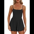 thumbnail image 1 of Mono de Verano Sin Mangas para Mujer, con Tirantes Finos y Doble Forro, Pantalones Cortos, Conjunto de una Pieza. Negro M, 1 of 9