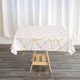 thumbnail image 5 of BalsaCircle 54" x 54" White Gold Metallic Geometric Design Square Polyester Table Overlay Tablecloths, 5 of 8