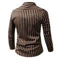 thumbnail image 4 of Afuyipoi Mens Causal Button-up Shirt Long Sleeve,Slim Fit Lightweight Collar Casual Striped Business Shirts Coffee 2XL, 4 of 9