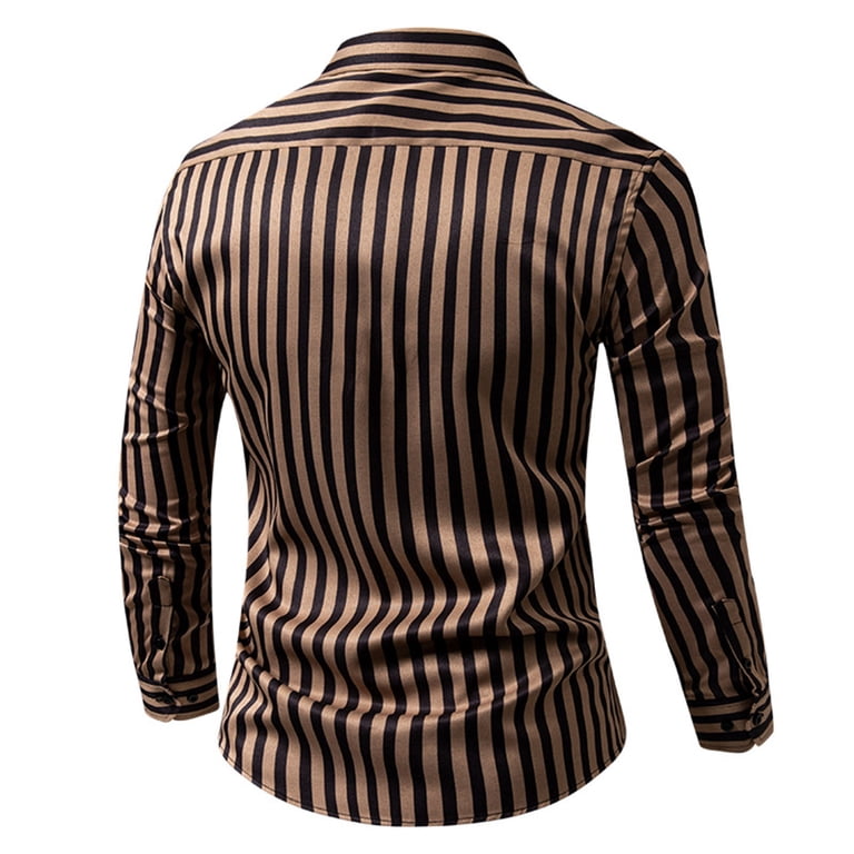 VgaVtl Button up Men's Long Sleeve Shirt Turn Down Collar Dress Shirts Tops for Men Lapel Office Brown Dressy Striped Slim Shirts - Walmart.com VgaVtl Button up Men's Long Sleeve Shirt Turn Down Collar Dress Shirts Tops for Men Lapel Office Brown Dressy Striped Slim Shirts - Walmart.com