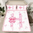 thumbnail image 2 of Feelyou Princess Initial Letter Twin Sheet Sets, Bowknot Monogrammed H Twin Fitted Sheet, Kawaii Cartoon Bow Flat Sheet, Super Cozy Room Decor, 3 Pieces, 2 of 7