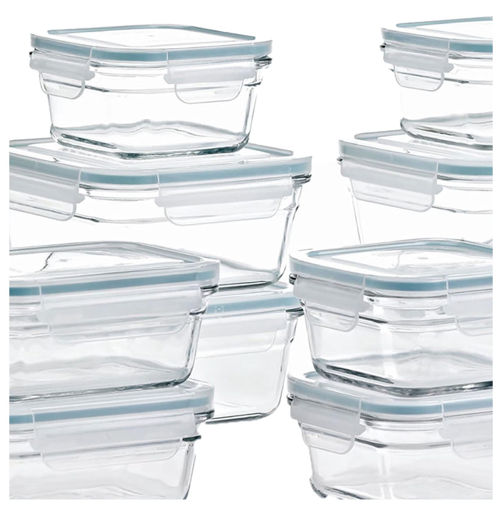 24 Piece Glass Food Storage Containers Set with Lids, Oven & Microwave Safe, Airtight Containers for Meal Prep, BPA Free, Leakproof, Clear Glass Containers for Kitchen & Pantry