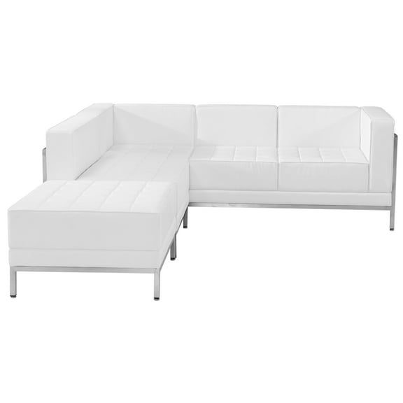 Flash Furniture HERCULES Imagination Series Melrose White LeatherSoft Sectional Configuration, 3 PiecesNative AmericanNative