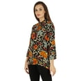 thumbnail image 4 of Bimba Button Down Tunic Casual Printed 3/4th Sleeves Loose Fit Rayon Tunic Long Shirt Top For Women, 4 of 7
