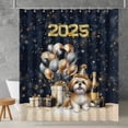 thumbnail image 2 of Happy New Year Shih Tzu Welcome 2025 Balloon Firework Party Shower Curtain Lion Dog Lover Gifts Waterproof Bathroom Bathtub Curtain - 01014, 2 of 5