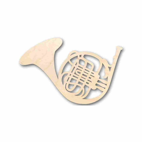 Unfinished Wood French Horn Shape - Music - Craft - up to 46" DIY 10" / 1/4"