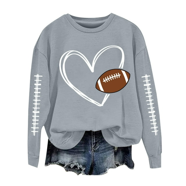 WZXFASHION Chandails en Molleton de Football pour Femmes, Imprimé Graphique Baseball Mignon, Col Rond, Manches Longues, Automne Hiver, Chandail en Liquidation, Chandail designer 2025