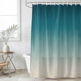 thumbnail image 6 of Teal Blue Ombre Shower Curtain Set - Small 36" x 72" Washable Bathtub Curtain with 12 Hooks, Contemporary Gradient Abstract Art Waterproof Fabric Stall Shower Curtains for Bathroom/Bathtub Décor, 6 of 6