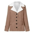 thumbnail image 4 of Zpanxa Winter Coats for Women, Winter Jacket Warm Sherpa Lined Jacket Composite Plush Button Lapel Snow Jacket Hooded Wool Outwear Coat Coffee XL, 4 of 6