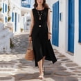 thumbnail image 2 of YuXingFu Sexy Dresses for Women Maxi Crew Neck Plus Size Womens Dress Sleeveless Solid Color Slim Fit Long Casual Summer Black M, 2 of 8
