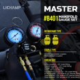 thumbnail image 4 of LICHAMP AC R1234YF R134A Gauge Set, Automotive 4 Valve Manifold Gauge Compatible with R1234YF and R134A Refrigerants, Works on Car Freon Charging and Evacuation, 4 of 4