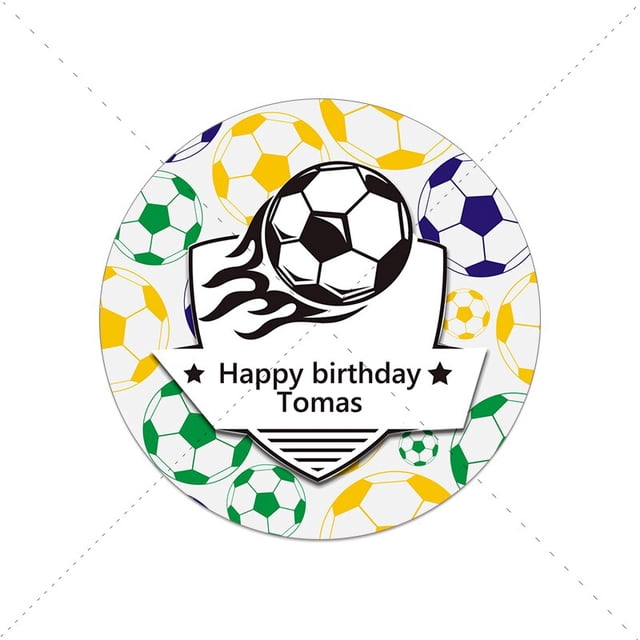 Pegatinas de decoración para fiesta temática de fútbol, Texto personalizado, feliz cumpleaños, decoración de fiesta de fútbol