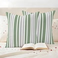 thumbnail image 3 of Sage Green Grey Stripe Outdoor Waterproof Pillow Covers, Farmhouse Minimalist Striped Decorative Square Throw Pillowcase Sofa Cushion Sham for Patio/Couch/Chair, 18"x18" 2 Pack, 3 of 8