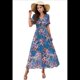 thumbnail image 2 of Vestido Cruzado de Verano para Mujer, con Cuello en V, Floral, Corta, para Invitadas de Boda, Informal, para Fiesta Azul L, 2 of 10