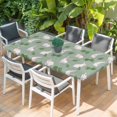 thumbnail image 2 of Cute Rabbits Table Cloths for 4 Foot Rectangle Tables, Green Farmhouse Leaves Plants Cartoon Bunny Patio Waterproof Elastic Fitted Tablecloths, Washable Rectangular Table Cover for Camping, 2 of 8