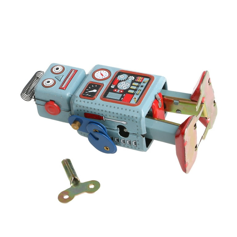 GENEMA Vintage Mechanical Clockwork Wind Up Walking Robot Tin Toy Kids Gift Collection