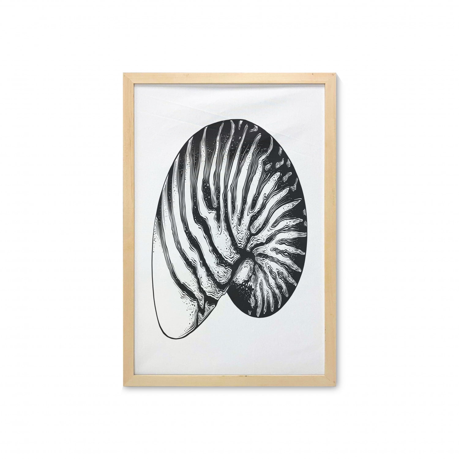 Vintage Nautical Tattoo Wall Art With Frame Detailed Vintage Sketch Of Nautilus Shell Plain Background Printed Fabric Poster For Bathroom Living Room 23 X 35 Charcoal Grey White By Ambesonne Walmart Com