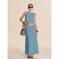 thumbnail image 5 of Women'S Solid Color Pleated Midi Skirt Versatile Fashion Casual Long Skirt Elegant Green L, 5 of 9