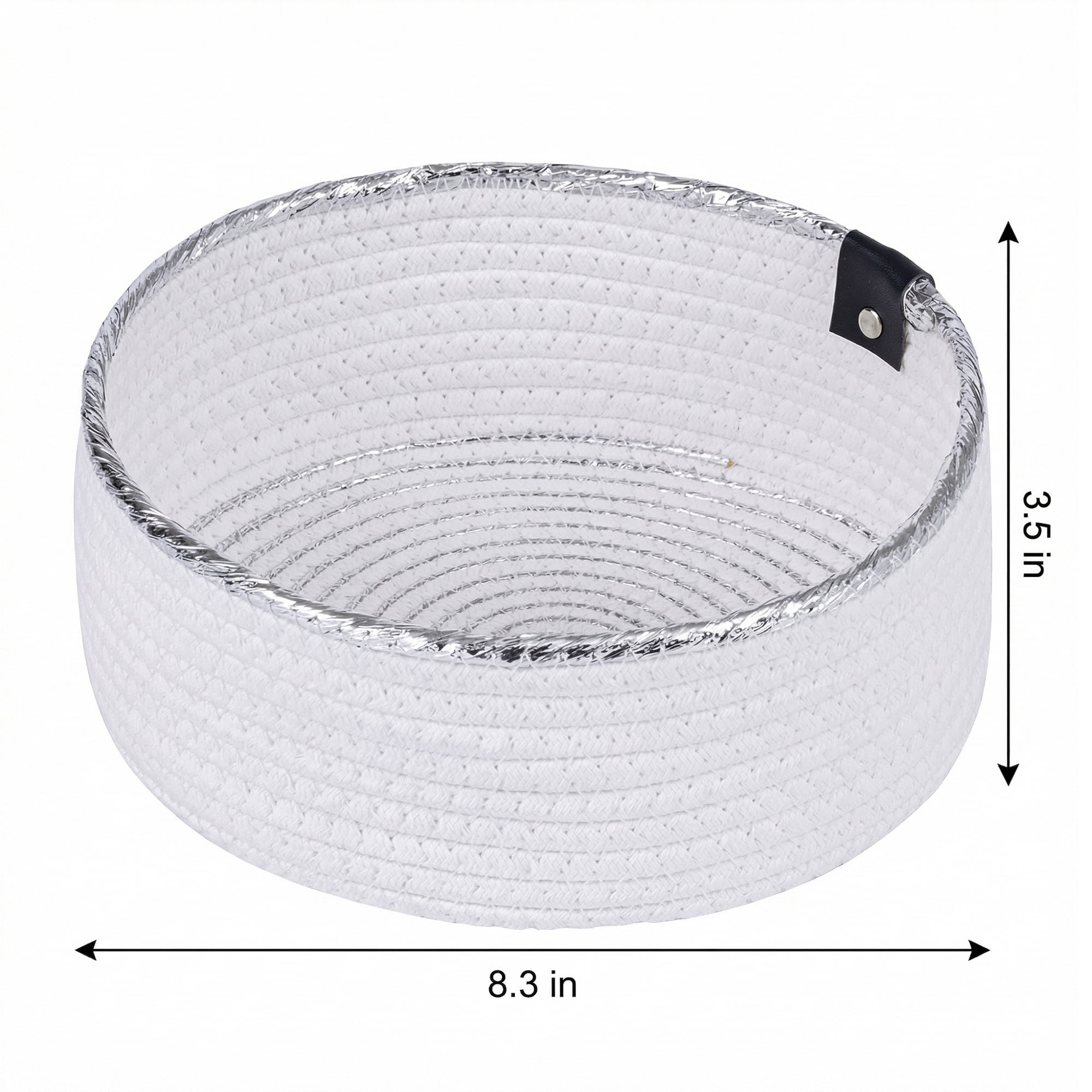 Unique Bargains Woven Storage Basket for Key Tray Bowl White-Silver 8.3*8.3*3.5in