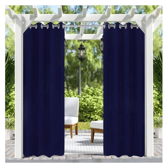 Outdoor Curtains 50x96 Inch, Dark Blue Patio Curtains for Pergola, Front Porch Privacy Curtains, Grommet Top Outdoor Drapes for Gazebo, Balcony