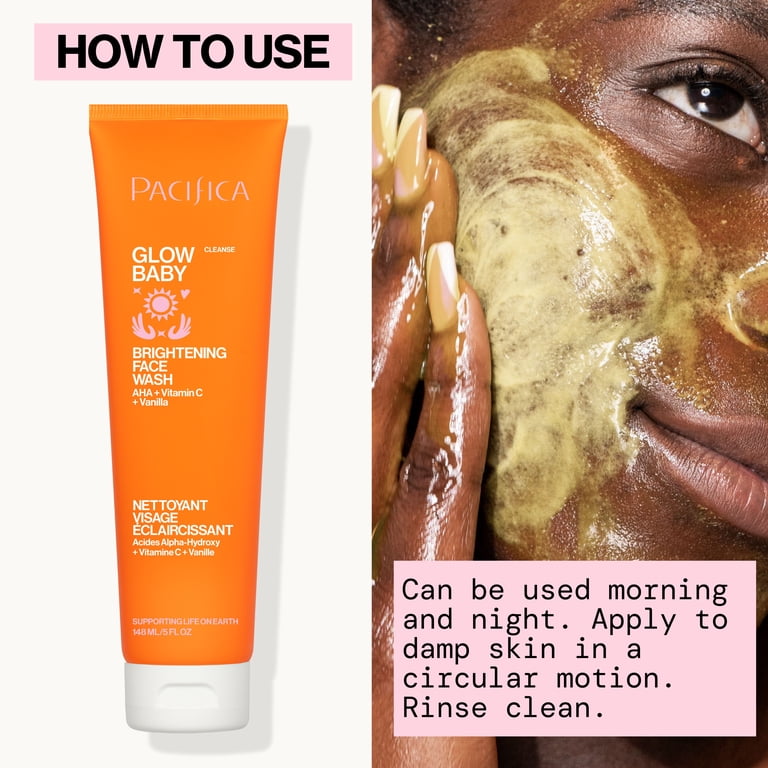 Pacifica Glow Baby Brightening Face Wash 5 oz, Vitamin C and AHA