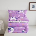 thumbnail image 5 of Manfei Lovely Unicorns Twin Comforter Sets,Sweet Floral Pattern Bedding Set,Purple,Polkadot Reversible,2pcs,1 Comforter and 1 Pillowcase, 5 of 7