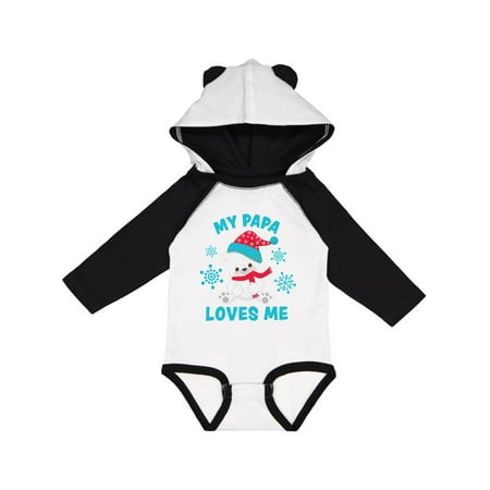 

Inktastic Polar Bear My Papa Loves Me in Santa Hat with Snowflakes Gift Baby Boy or Baby Girl Long Sleeve Bodysuit