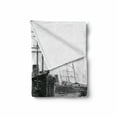 thumbnail image 2 of Vintage Boat Soft Flannel Fleece Blanket, San Diego Port Vintage Picture with Ships and Sailboats Old Times Artwork, Cozy Plush for Indoor and Outdoor Use, 70" x 90", Black and White, by Ambesonne, 2 of 6