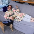thumbnail image 3 of Husky Dog Flower Floral Wearable Oversized Blanket,Wearable Blanket Hoodie for Adults,Cozy Hooded Blankets with Super Pockets,Super Warm Fuzzy Pullover for Women & Men, 3 of 6