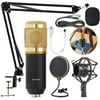 Condenser Microphone, Crenova USB Condenser Microphone Kit for PC Cardioid Plug & Play Professional Mic for Voice Recording, Live Streaming, Podcasting, Gaming