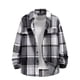 thumbnail image 2 of Blusa y camisa de manga larga con cuello vuelto para hombre, informal, de manga larga, con solapa, estampado a cuadros, botones, bolsillo falso, chaqueta, blusa de poliéster para hombre, 2 of 8