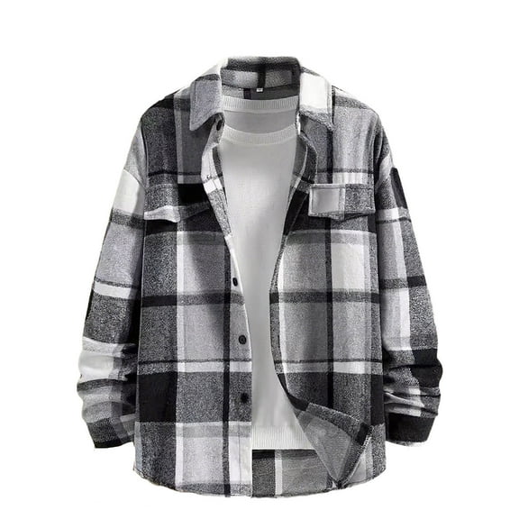 Mens Shirts Under $10 Mens Flannel Shirts Long Sleeve Button Down Casual Work Plaid Shirt Cozy Regular Fit Lightweight Jacket with Pocket