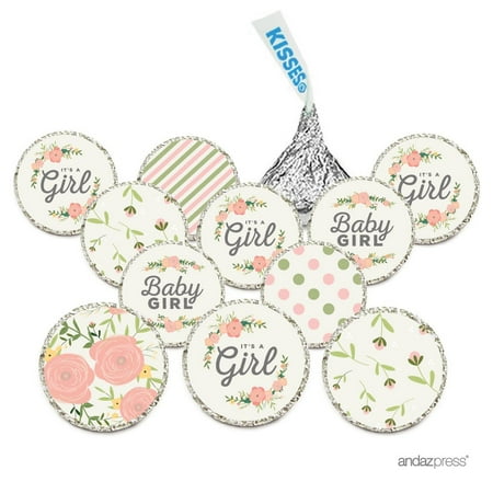 - Chocolate Drop Labels, Fits Hershey's Kisses, Ultimate Girl Baby Shower Collection, Floral Roses, 216-Pack