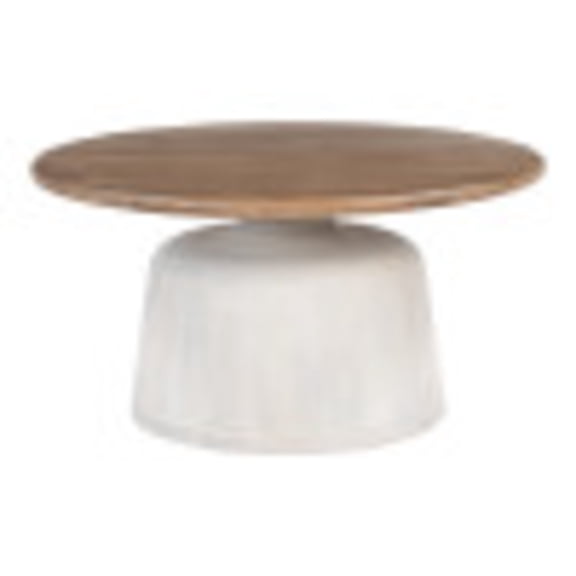 Goblet Coffee Table Brown & White Coffee Table, Modern Style, Mango Wood round shape tabletop, Mango Wood, Indoor Living