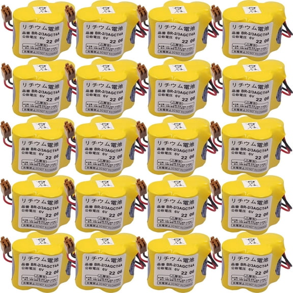 20 Pcs BR-2/3AGCT4A 6V 4400mAh Replacement Battery for FANUC A98L-0031-0025 CNC System with Brown Plug