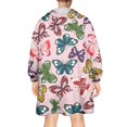 thumbnail image 2 of Pink Butterfly Colorful Wing Pattern Wearable Oversized Blanket,Wearable Blanket Hoodie for Adults,Cozy Hooded Blankets with Super Pockets,Super Warm Fuzzy Pullover for Women & Men, 2 of 6