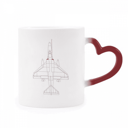 

Fighter Aviation Line Heat Sensitive Mug Red Color Changing Stoneware Cup