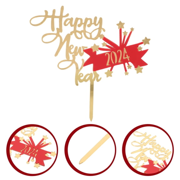 LOLIPPYY 10Pcs New Year Party Cake Picks Acrylic Cake Decoration for Festive Celebrations