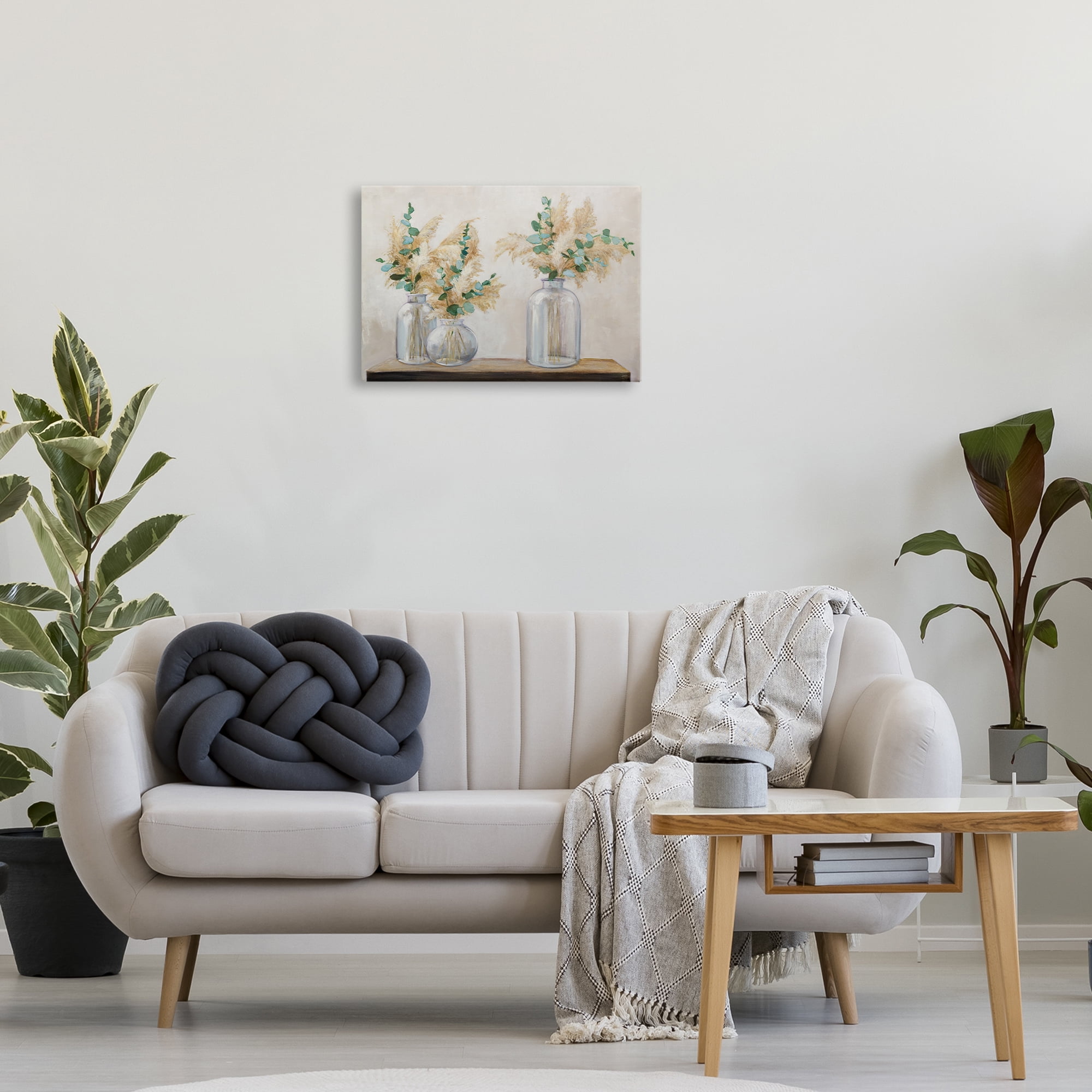 Stupell Industries Pampas & Eucalyptus Botanical & Floral Painting Gallery Wrapped Canvas Art Print Wall Art, 24 x 16