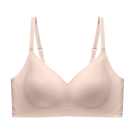Meresysid Fashion Women Solid Color Thin And Light Wireless RemovableJelly Adhesive Soft Support Together Daily Bra Pink
