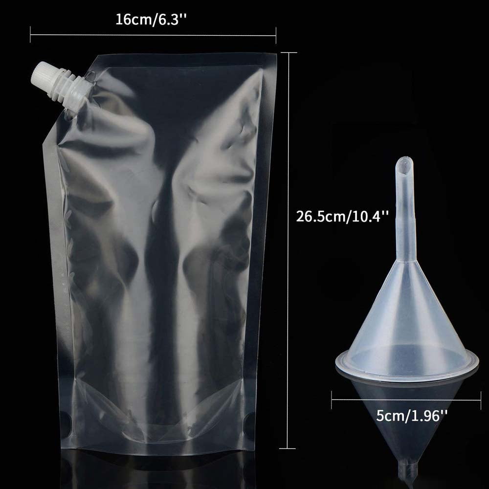 Quesuc 10 Pieces Drinks Flasks Liquor Pouch Reusable Drinking Flasks Concealable Plastic Flasks 420 ml with Plastic Funnel