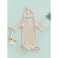 thumbnail image 2 of CIYCuIT Baby Girl Boy Coming Home Knotted Gown Unisex Newborn Infant Sleep Onesie Outfit Cute Baby Winter Pajamas, 2 of 9