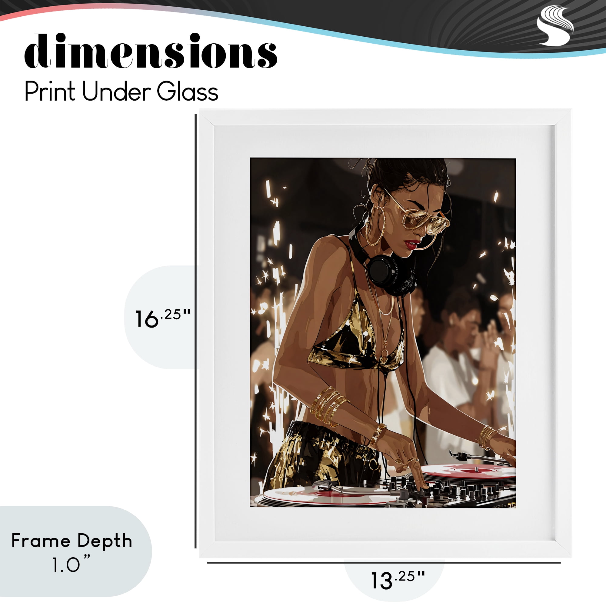 Stupell Industries Party All Night Gilded DJ White Framed Print Under Glass, design by Franklyn Gregory