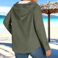 thumbnail image 2 of Craaazy Oversize Button Down Shirt for Women Casual Solid Color Loose Long Sleeve Drawstring Hooded Daily Clothes Gifts, 2 of 7