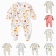 3-6 Months Newborn Footed Sleeper Gown With Mitten Side Baby Footed Print Infant Play For 0 6 Months One-Piece Footed Romper Newborn Gift