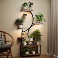 thumbnail image 3 of Hersunpl 54" Plant Stand Indoor with Grow Lights Metal Corner Shelf tall plant stand for Living Room, Porch - Black, 3 of 8