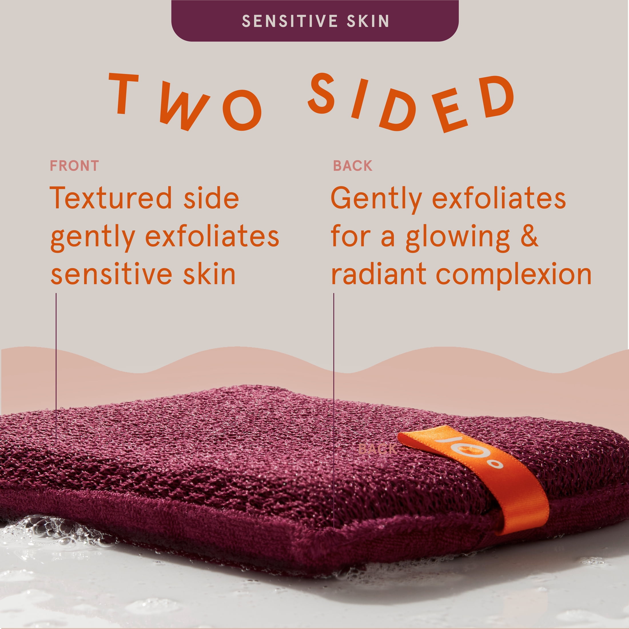 Cleanlogic 2-in-1 Large Body Exfoliator, Scrubber for Sensitive Skin, Dual-Sided, 1 Count