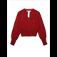 thumbnail image 1 of Cárdigan Corto de Larga con Cuello en V y Abertura Frontal para Mujer, Camisa de Otoño con Botones. Vino Tinto M, 1 of 10